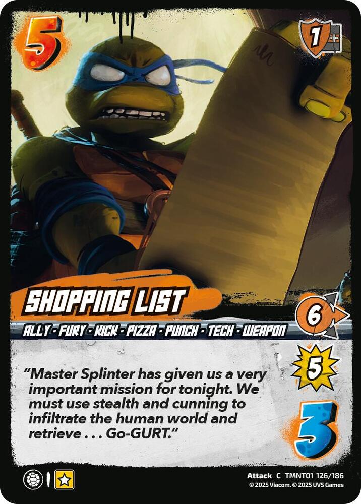 Shopping List - Teenage Mutant Ninja Turtles (TMNT)